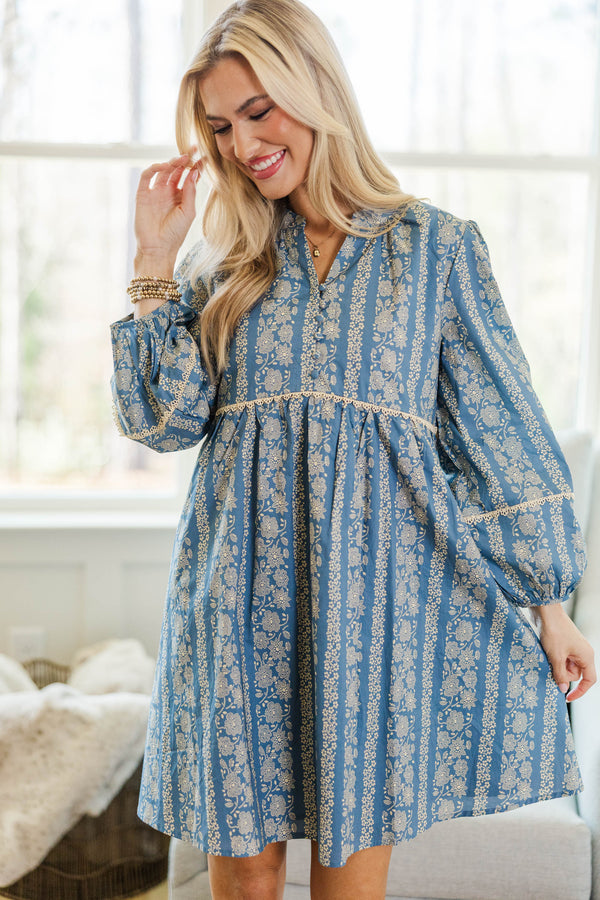NURSING COLLECTION: Your Biggest Wish Blue Floral Dress
