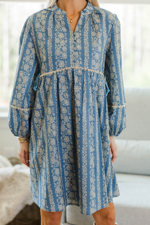 NURSING COLLECTION: Your Biggest Wish Blue Floral Dress