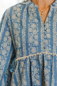 NURSING COLLECTION: Your Biggest Wish Blue Floral Dress