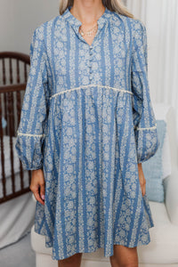 NURSING COLLECTION: Your Biggest Wish Blue Floral Dress