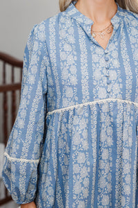 NURSING COLLECTION: Your Biggest Wish Blue Floral Dress