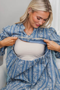 NURSING COLLECTION: Your Biggest Wish Blue Floral Dress