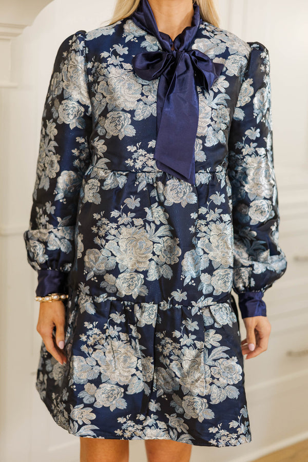 NURSING COLLECTION: Never Too Late Navy Toile Dress