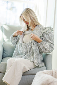 NURSING COLLECTION: Easy As Ever Olive Green Toile Blouse