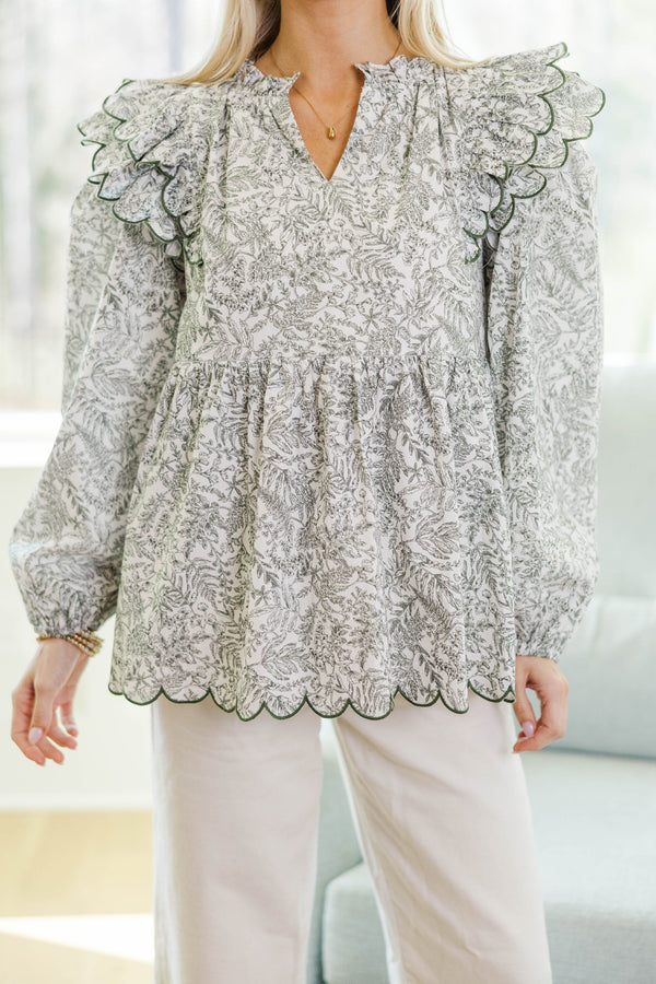 NURSING COLLECTION: Easy As Ever Olive Green Toile Blouse