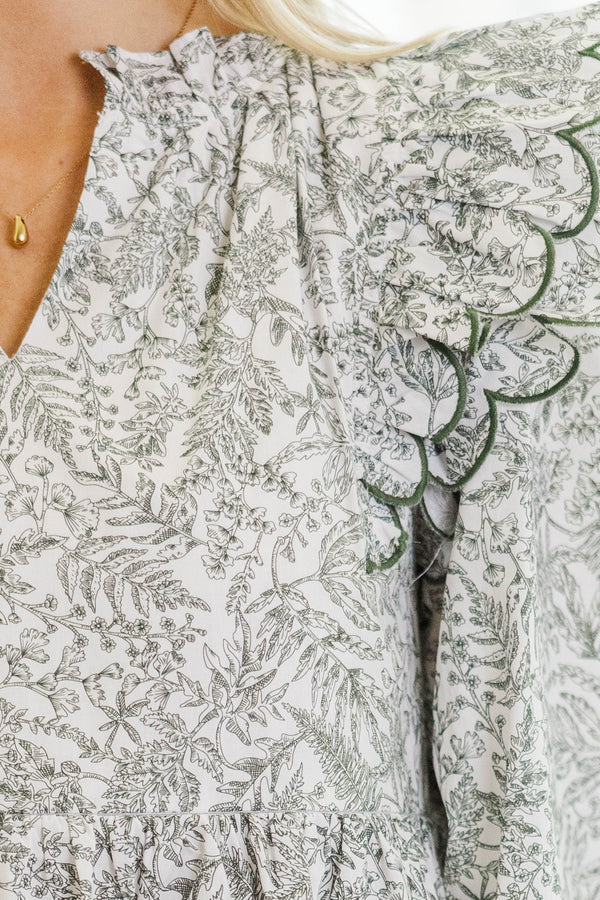 NURSING COLLECTION: Easy As Ever Olive Green Toile Blouse