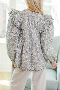 NURSING COLLECTION: Easy As Ever Olive Green Toile Blouse