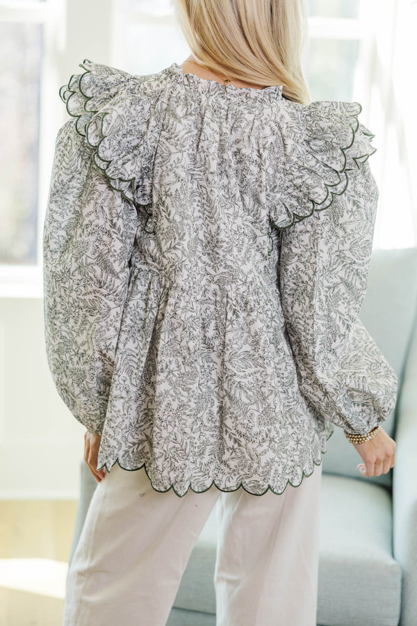 NURSING COLLECTION: Easy As Ever Olive Green Toile Blouse