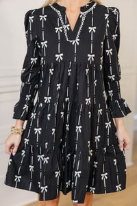 NURSING COLLECTION: In Your Happy Place Black Bow Print Dress