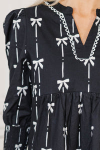 NURSING COLLECTION: In Your Happy Place Black Bow Print Dress