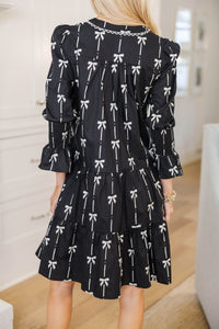 NURSING COLLECTION: In Your Happy Place Black Bow Print Dress