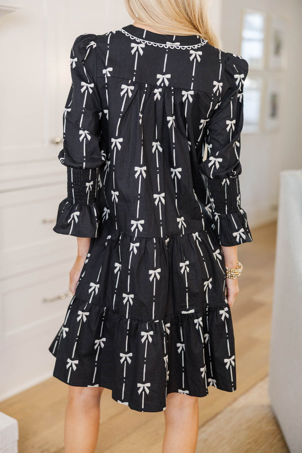 NURSING COLLECTION: In Your Happy Place Black Bow Print Dress