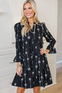 NURSING COLLECTION: In Your Happy Place Black Bow Print Dress