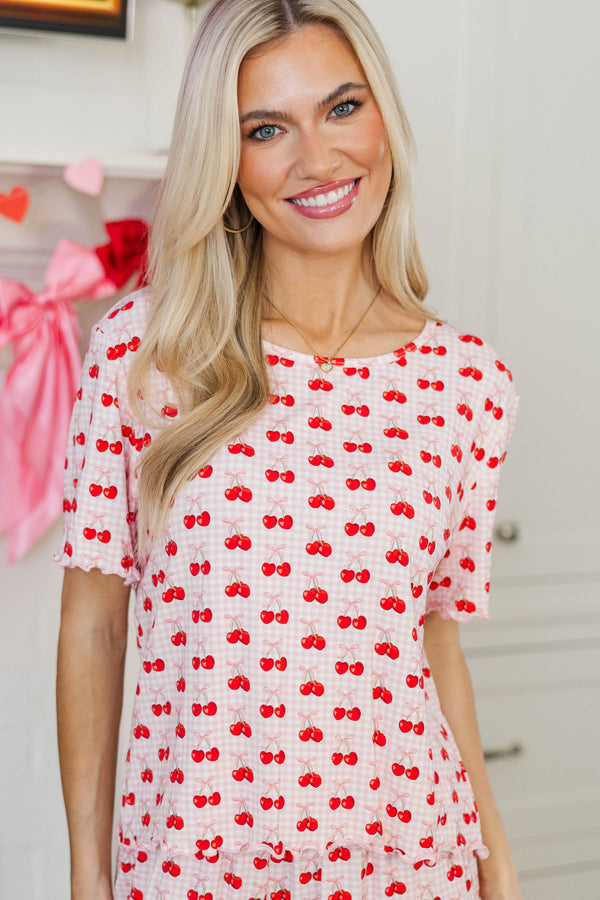 Too Sweet Blush Pink Cherries Pajama Set
