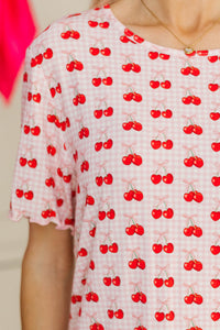 Too Sweet Blush Pink Cherries Pajama Set