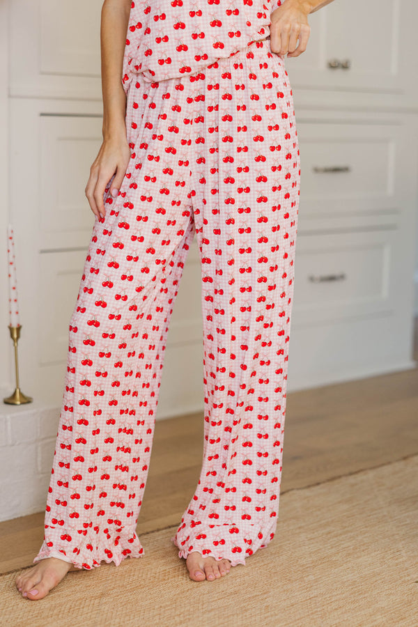 Too Sweet Blush Pink Cherries Pajama Set