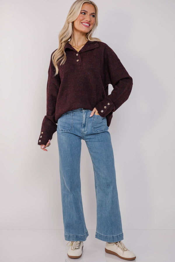 Cozy Confidence Chocolate Brown Sweater