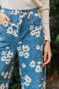 Flower Power Blue Straight Leg Jeans