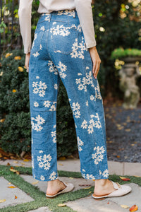 Flower Power Blue Straight Leg Jeans