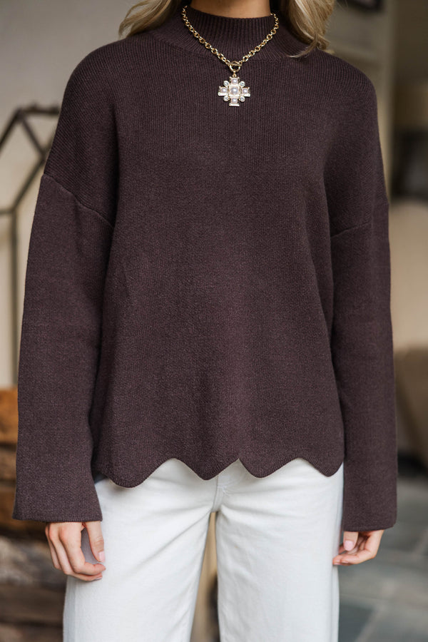 Fireside Fave Brown Mock Neck Sweater