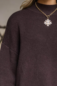 Fireside Fave Brown Mock Neck Sweater