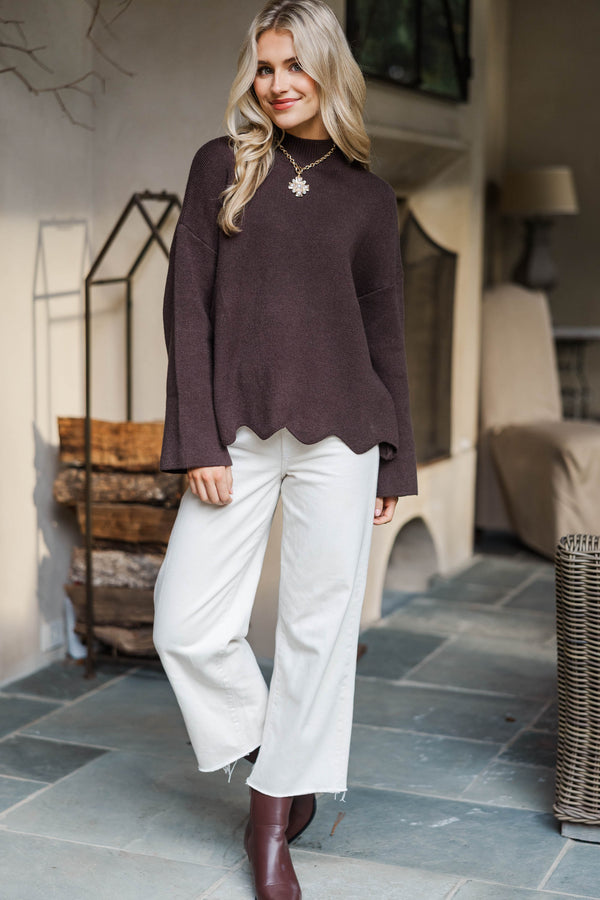 Fireside Fave Brown Mock Neck Sweater