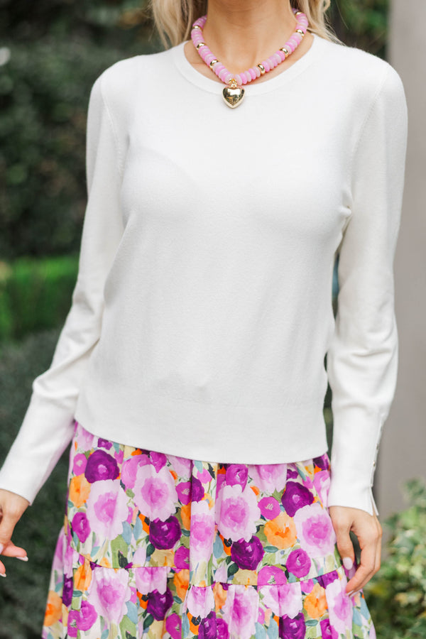 Everyday Ease Cream Knit Sweater