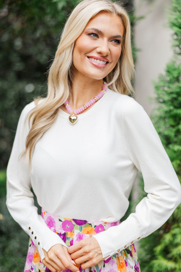 Everyday Ease Cream Knit Sweater