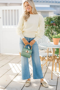 Golden Girl Oatmeal Lace Sweater