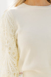 Golden Girl Oatmeal Lace Sweater