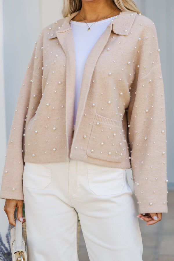 Kind Soul Oatmeal Embellished Cardigan