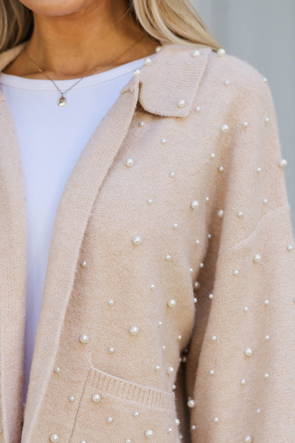 Kind Soul Oatmeal Embellished Cardigan