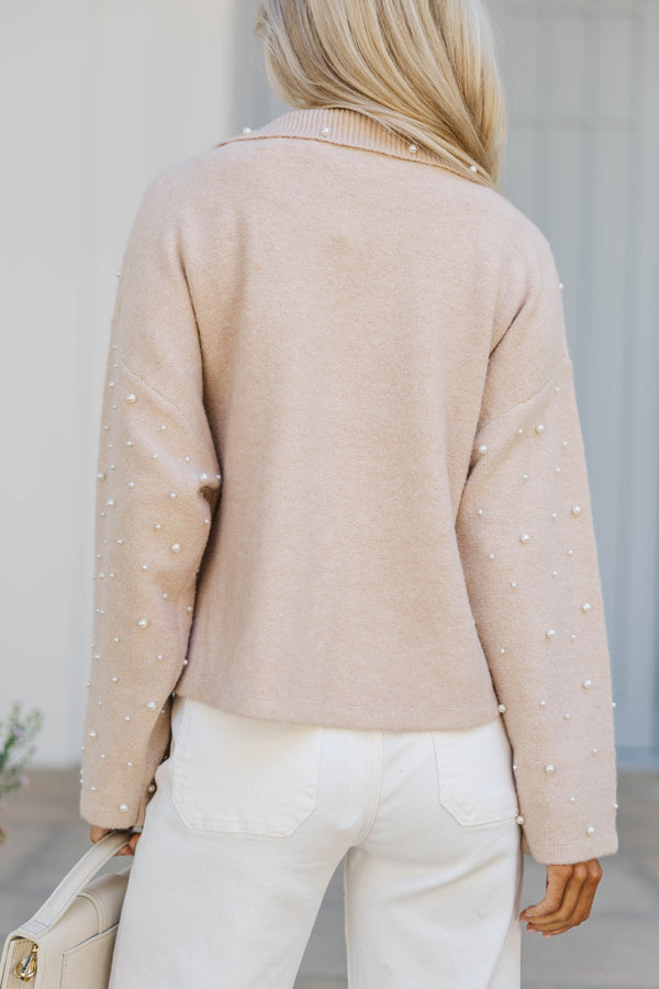 Kind Soul Oatmeal Embellished Cardigan