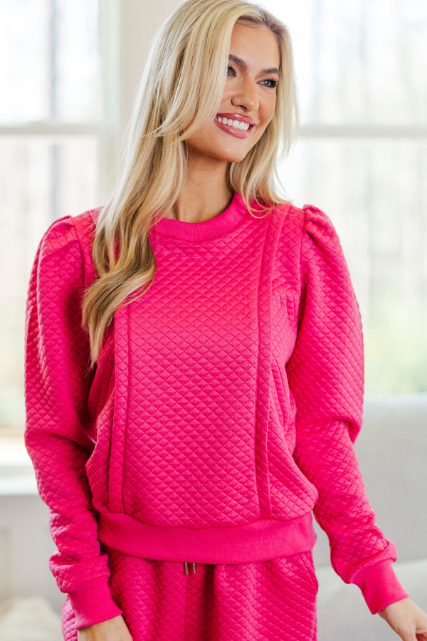 NURSING COLLECTION: Just To Start Fuchsia Quilted Pullover