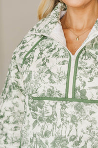 NURSING COLLECTION: Always Direct Olive Green Toile Pullover
