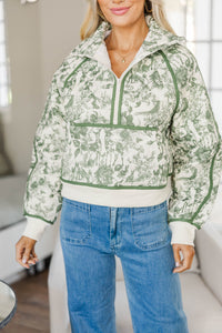 NURSING COLLECTION: Always Direct Olive Green Toile Pullover