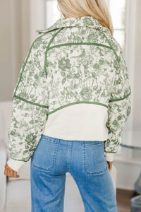 NURSING COLLECTION: Always Direct Olive Green Toile Pullover