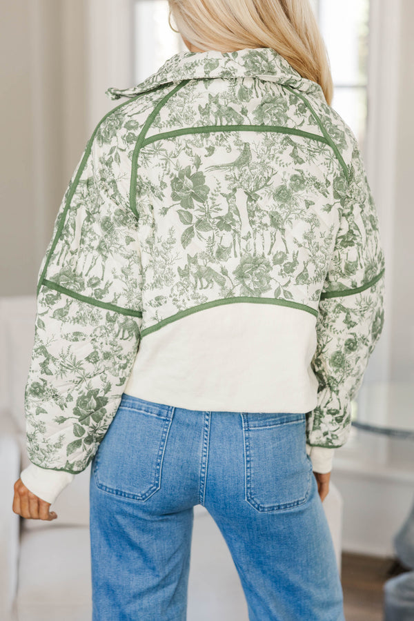 NURSING COLLECTION: Always Direct Olive Green Toile Pullover