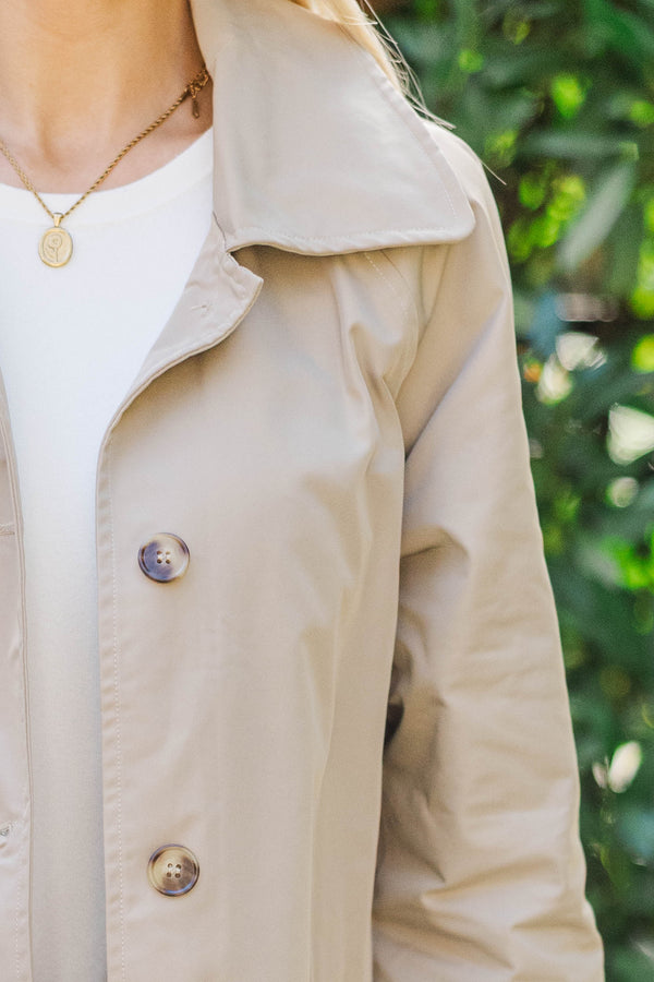 City Stroll Taupe Brown Trench Jacket