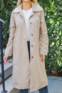 City Stroll Taupe Brown Trench Jacket