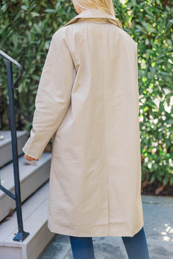 City Stroll Taupe Brown Trench Jacket