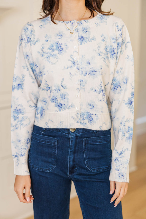 Kind & Cozy Light Blue Floral Cardigan