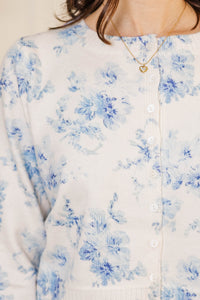 Kind & Cozy Light Blue Floral Cardigan