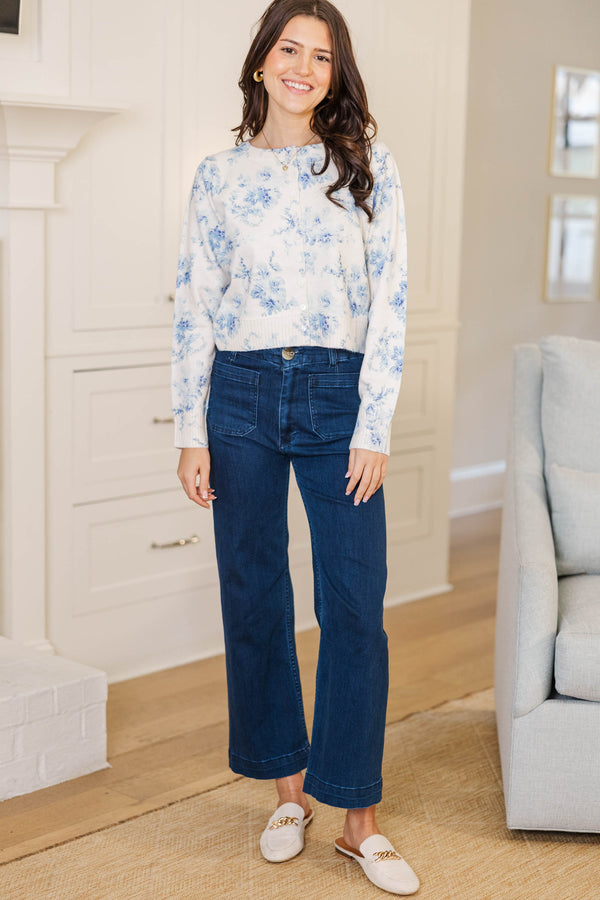 Kind & Cozy Light Blue Floral Cardigan