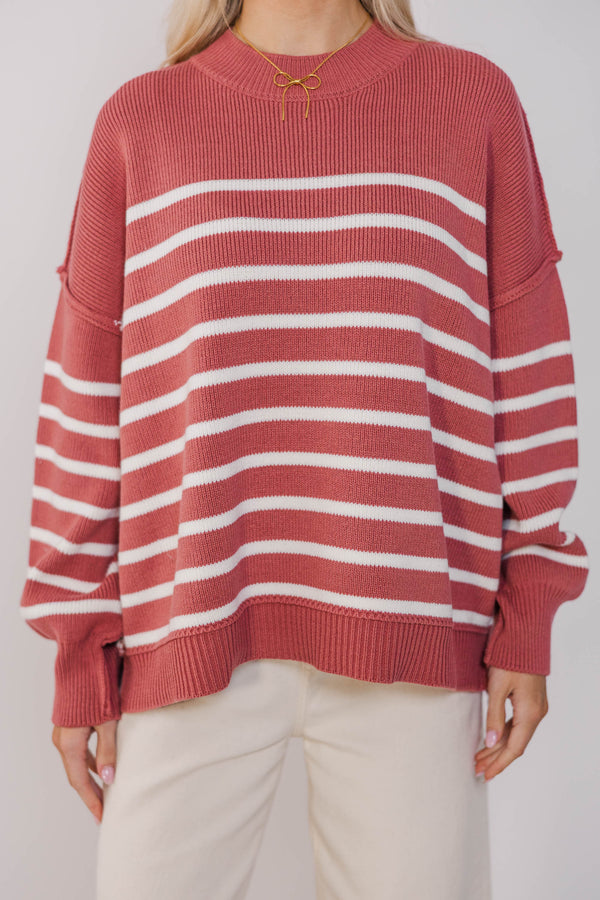 Coffee Run Mauve Pink Stripe Tunic
