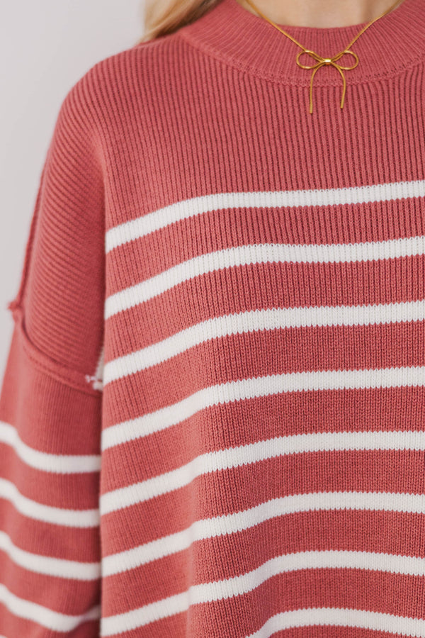 Coffee Run Mauve Pink Stripe Tunic