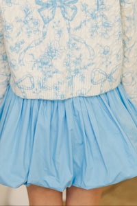 Girls: Easygoing Light Blue Bubble Skort