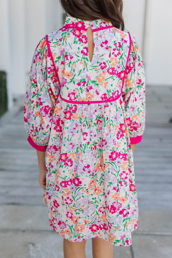 Girls: The Caroline Pink Floral Babydoll Dress