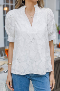 You Got Me White Puff Sleeve Blouse