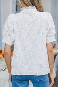 You Got Me White Puff Sleeve Blouse